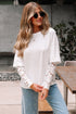 Mixed Media Lace Sleeve Relaxed Fit Top