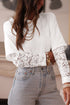 Mixed Media Lace Sleeve Relaxed Fit Top