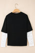 Mixed Media Lace Sleeve Relaxed Fit Top