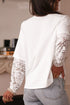 Mixed Media Lace Sleeve Relaxed Fit Top