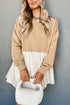 Mixed Media Long Sleeve Babydoll Sweatshirt Dress