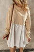 Mixed Media Long Sleeve Babydoll Sweatshirt Dress