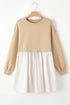 Mixed Media Long Sleeve Babydoll Sweatshirt Dress