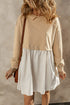 Mixed Media Long Sleeve Babydoll Sweatshirt Dress