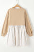 Mixed Media Long Sleeve Babydoll Sweatshirt Dress