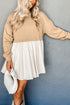 Mixed Media Long Sleeve Babydoll Sweatshirt Dress