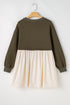 Mixed Media Long Sleeve Babydoll Sweatshirt Dress