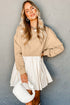 Mixed Media Long Sleeve Babydoll Sweatshirt Dress