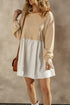 Mixed Media Long Sleeve Babydoll Sweatshirt Dress