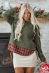 Mixed Media Plaid Detail Layered Look Sweatshirt