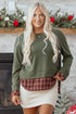 Mixed Media Plaid Detail Layered Look Sweatshirt