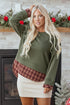 Mixed Media Plaid Detail Layered Look Sweatshirt