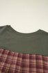 Mixed Media Plaid Detail Layered Look Sweatshirt