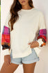 Mixed Media Plaid Exposed Seam Patchwork Top