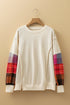Mixed Media Plaid Exposed Seam Patchwork Top