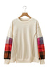 Mixed Media Plaid Exposed Seam Patchwork Top