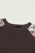 Mixed Media Quilted Body With Plaid Sleeve Pullover
