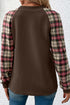 Mixed Media Quilted Body With Plaid Sleeve Pullover