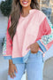 Mixed Media Raw Edge Floral Print Pullover Top
