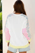 Mixed Media Raw Edge Floral Print Pullover Top