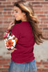 Mixed Media Ribbed Knit Floral Sleeve Top