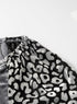 Mixed Media Velvet And Animal Print Lantern Sleeve Blouse