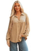 Mixed Media Waffle Knit Button Down Shirt