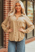 Mixed Media Waffle Knit Button Down Shirt