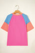 Mixed Panel Corded Texture Twisted Front Tee
