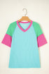 Mixed Panel Corded Texture Twisted Front Tee