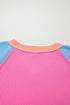 Mixed Panel Corded Texture Twisted Front Tee
