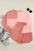 Mixed Panel Patchwork Long Sleeve Short Set
