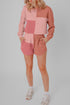 Mixed Panel Patchwork Long Sleeve Short Set