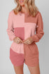 Mixed Panel Patchwork Long Sleeve Short Set