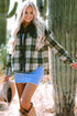 Mixed Patchwork Snap Button Casual Plaid Shacket
