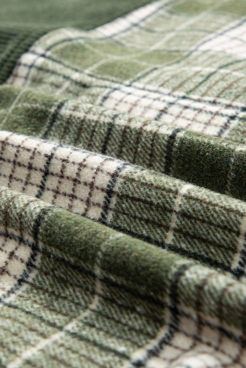 Mixed Patchwork Snap Button Casual Plaid Shacket