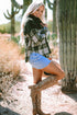 Mixed Patchwork Snap Button Casual Plaid Shacket