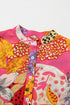 Mixed Pattern Band Collar Balloon Sleeve Blouse