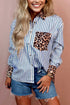 Mixed Pattern Button Front Long Sleeve Shirt