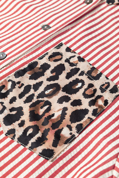 Mixed Pattern Button Front Long Sleeve Shirt
