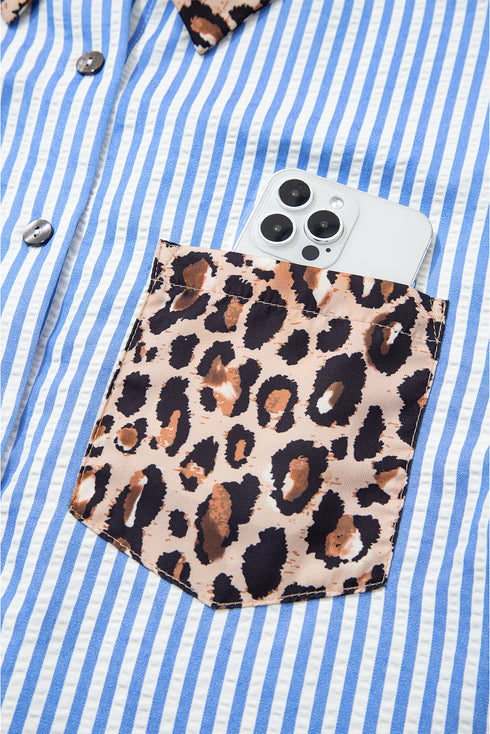 Mixed Pattern Button Front Long Sleeve Shirt