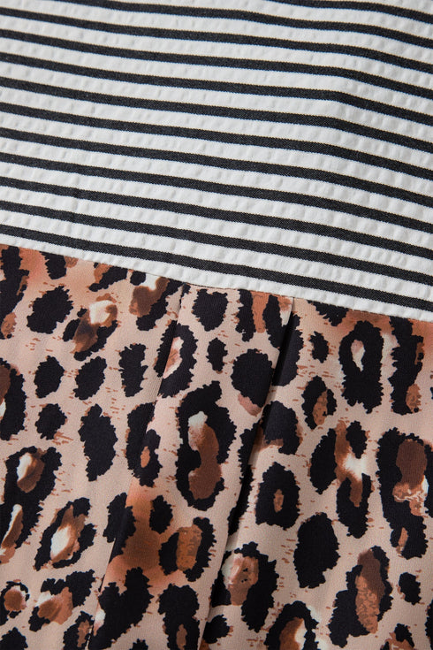 Mixed Pattern Button Front Long Sleeve Shirt