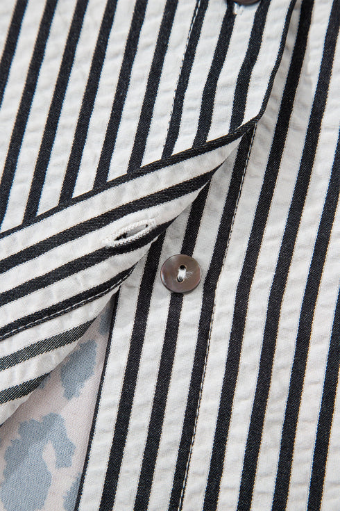 Mixed Pattern Button Front Long Sleeve Shirt