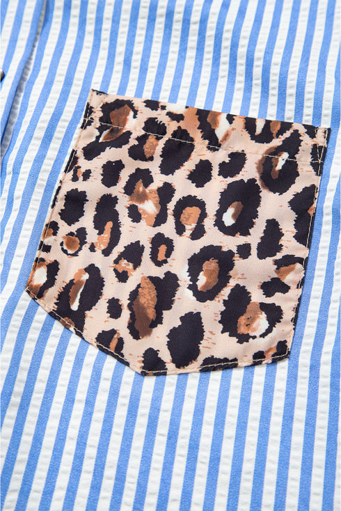 Mixed Pattern Button Front Long Sleeve Shirt