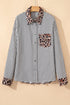 Mixed Pattern Button Front Long Sleeve Shirt