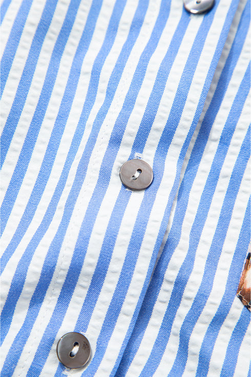 Mixed Pattern Button Front Long Sleeve Shirt