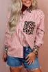 Mixed Pattern Button Front Long Sleeve Shirt