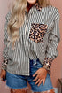 Mixed Pattern Button Front Long Sleeve Shirt