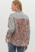 Mixed Pattern Button Front Long Sleeve Shirt