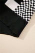 Mixed Pattern Checkered Drop Shoulder Knit Sweater